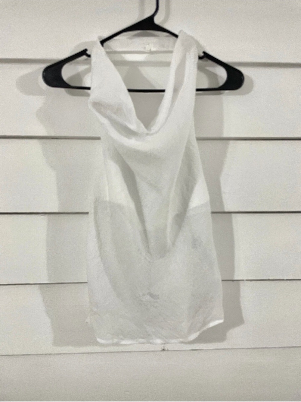 Zara NWT cowl neck open back White Draped Halter Top semi sheer